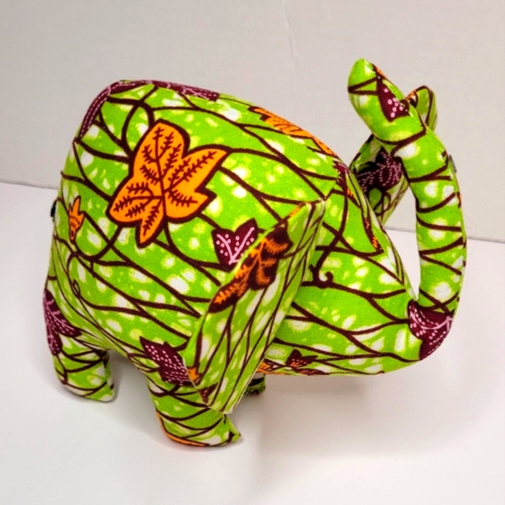Lovely Fall Leaf Motif Green Small Stuffed Elephant Accent Pillow RARE - Picture 10 of 14